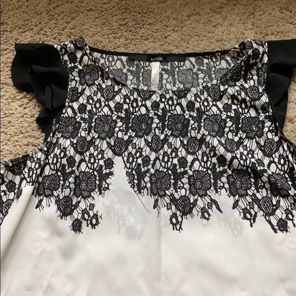 Kensie Black & White Blouse - Picture 5 of 7